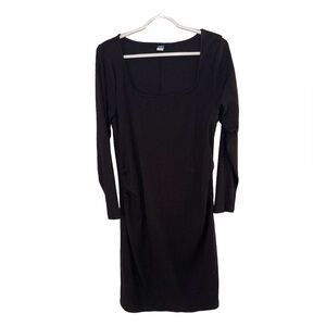 Women’s Old Navy Black Ribbed Maternity Long Sleeve Square Midi Dress. Size XL.